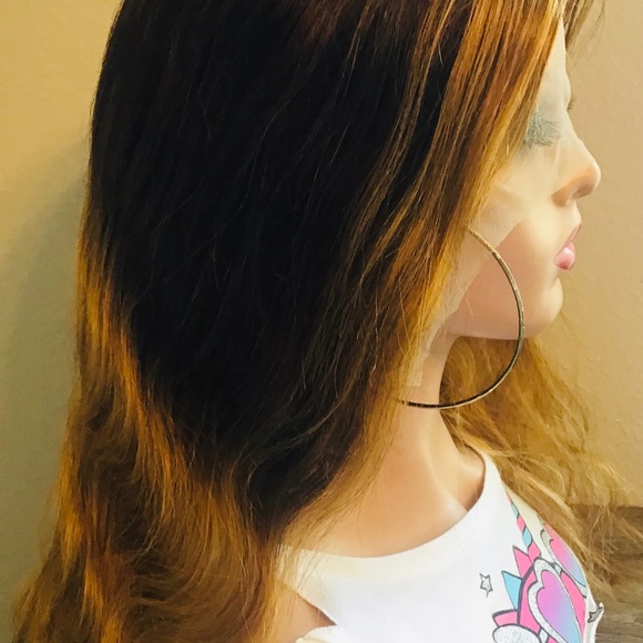 Pre-owned Beautiful Two-Tone 180 Density Highlight Wave Human Hair 13x1 Lace Wig - Picture 2 of 8